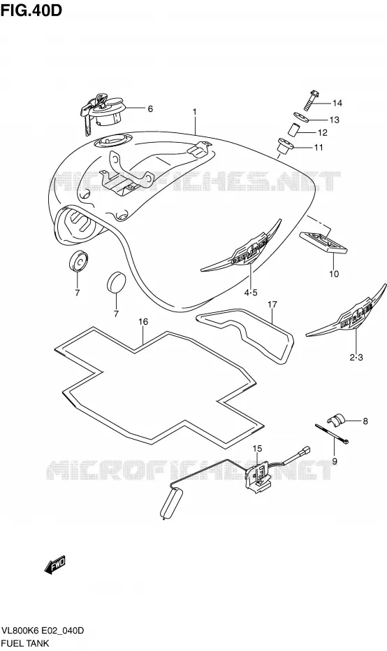RESERVOIR D'ESSENCE (MODEL L0) Suzuki MOTO 800 VOLUSIA 2007  VL800K7(E2)