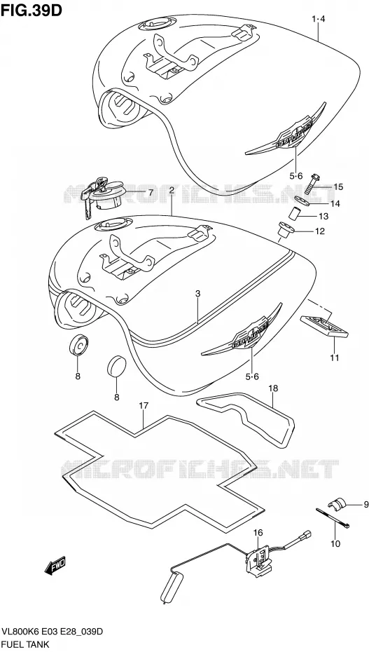 RESERVOIR D'ESSENCE (MODEL L0) Suzuki MOTO 800 VOLUSIA 2007  VL800K7(E3/E28)