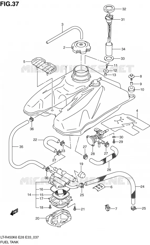 RESERVOIR D'ESSENCE Suzuki QUAD 450 QUADRACER 2007  LT-R450K7(E28/E33)