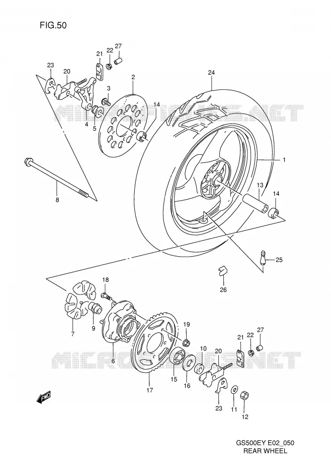 ROUE ARRIERE Suzuki MOTO 500 GS-E 1998  GS500EW(E2)