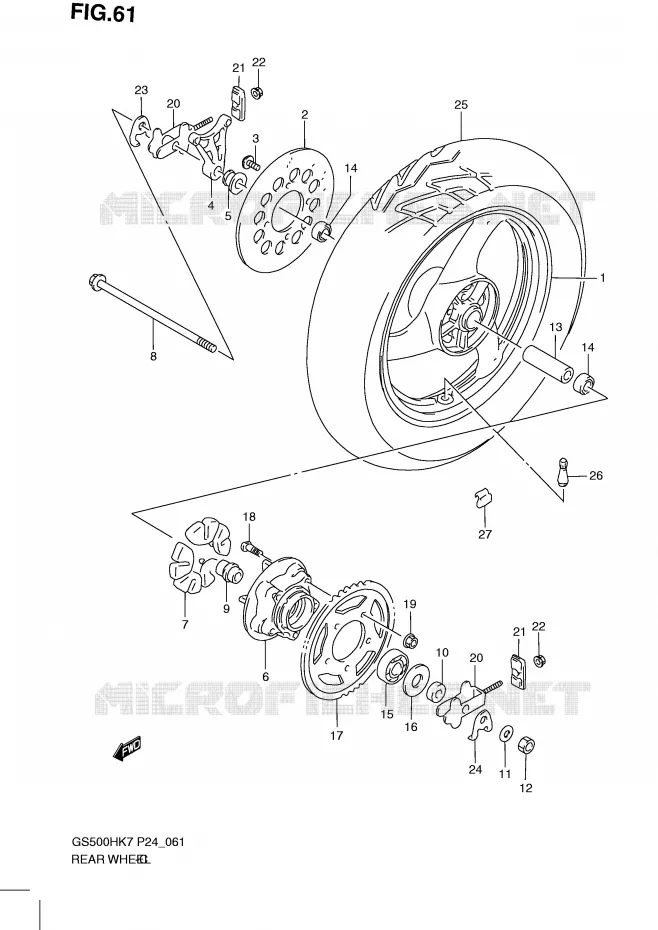 ROUE ARRIERE Suzuki MOTO 500 GS-E 2008  GS500HK8(P24)