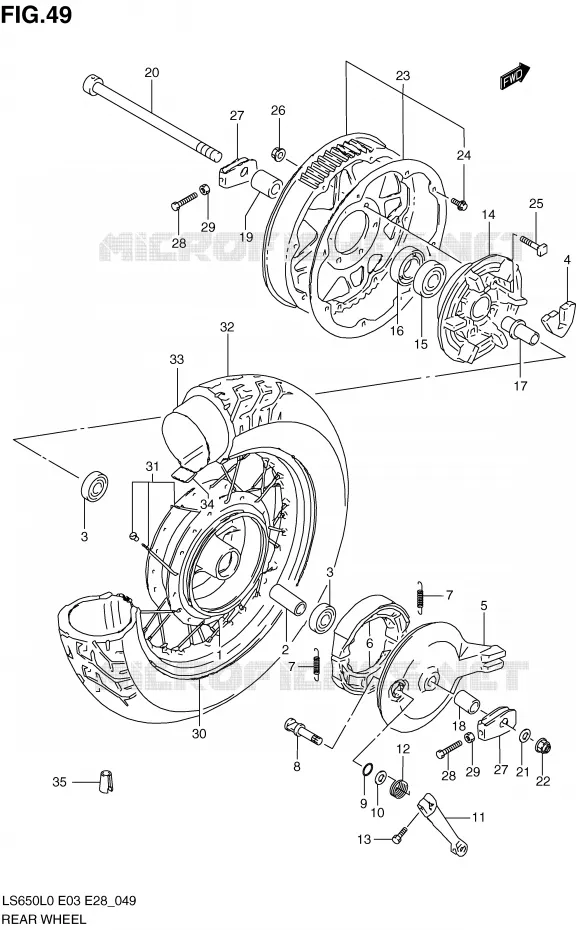 ROUE ARRIERE Suzuki MOTO 650 BOULEVARD 2010  LS650L0(E3/E28)