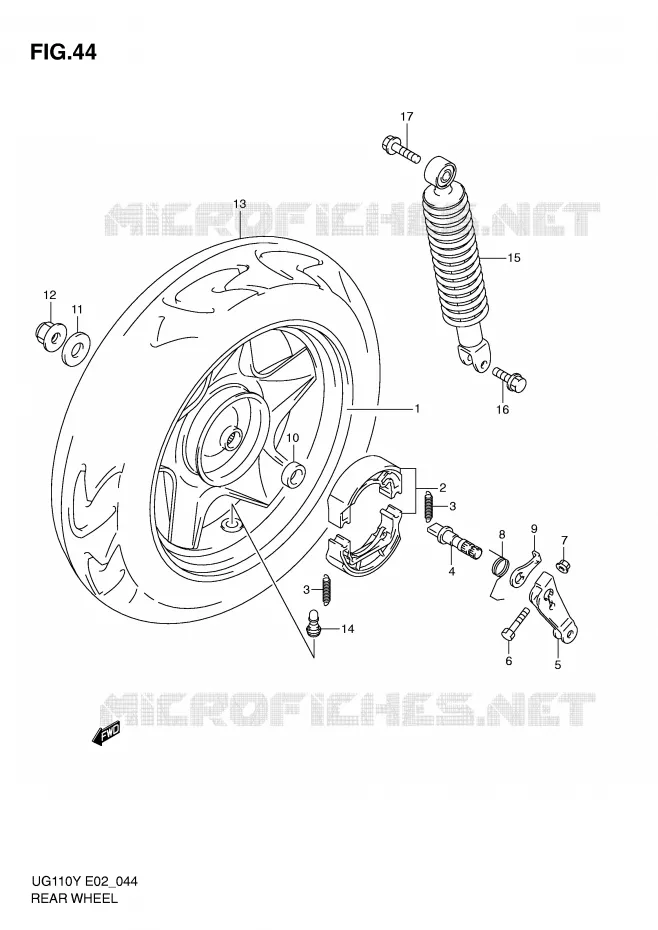 ROUE ARRIERE Suzuki SCOOTER 110 UG 2001  UG110K1(E2)