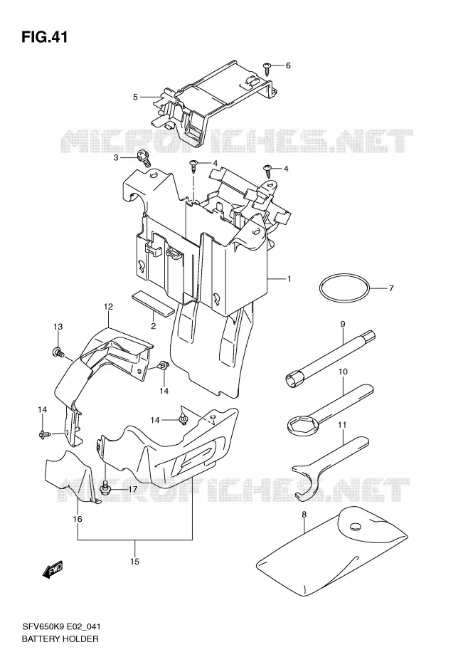 SUPPORT BATTERIE Suzuki MOTO 650 GLADIUS 2010  SFV650L0(E2)