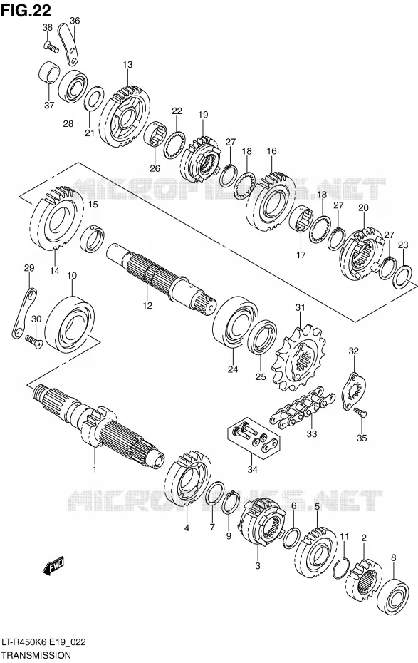 TRANSMISSION (MODEL K6/K7) Suzuki QUAD 450 QUADRACER 2008  LT-R450K8(E19)