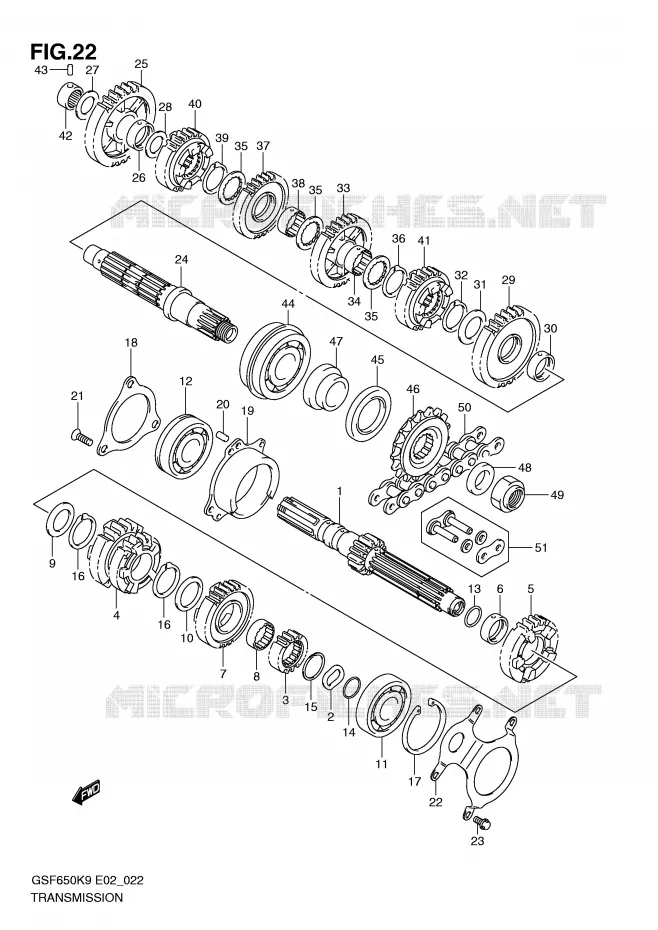 TRANSMISSION Suzuki MOTO 650 BANDIT 2009  GSF650SUK9(E2)