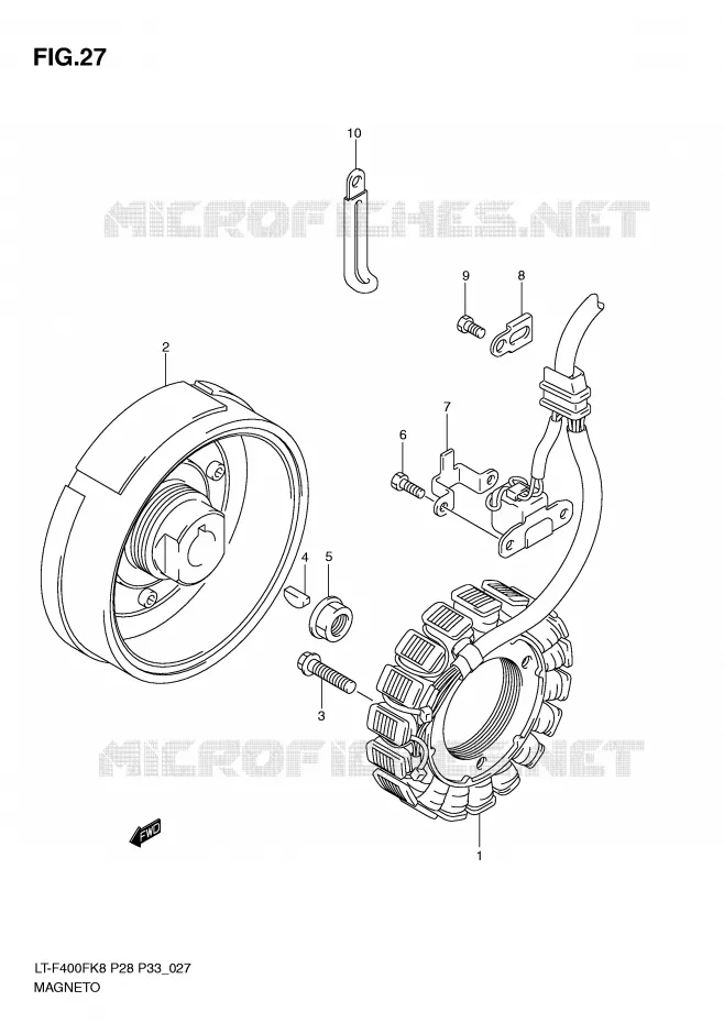 ALLUMAGE ROTOR - STATOR (MODEL K8/K9) Suzuki QUAD 400 KINGQUAD 2009  LT-F400FK9(P28/P33)