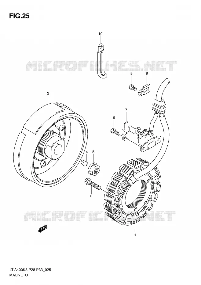 ALLUMAGE ROTOR - STATOR (MODEL K8/K9) Suzuki QUAD 400 KINGQUAD 2010  LT-A400L0(P28/P33)