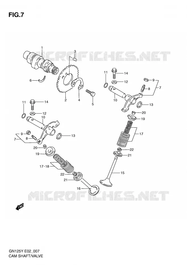ARBRE A CAMES - SOUPAPES Suzuki MOTO 125 GN 1997  GN125UV(E2)