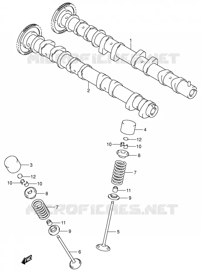 ARBRE A CAMES - SOUPAPES Suzuki MOTO 750 GSX-R 2002  GSX-R750K2(E2)
