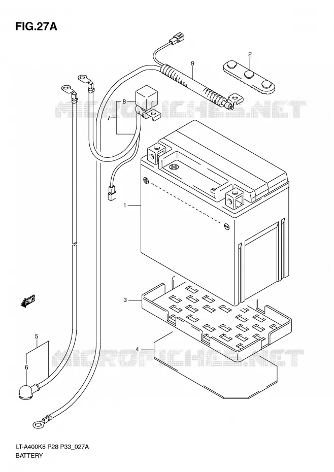 BATTERIE (MODEL L0) Suzuki QUAD 400 EIGER 2008  LT-A400K8(P28/P33)