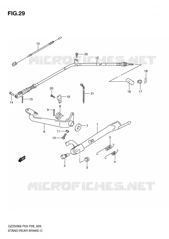 BEQUILLE - PEDALE DE FREIN ARRIERE Suzuki MOTO 250 MARAUDER 2010  GZ250L0(P3)