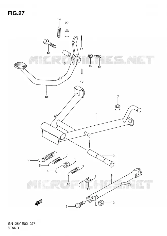 BEQUILLE (MODELE V/W/X) Suzuki MOTO 125 GN 2000  GN125EY(E2)