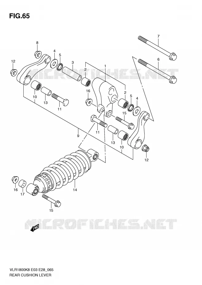 BIELLETTE DE SUSPENSION ARRIERE Suzuki MOTO 1800 BOULEVARD 2008  VLR1800TK8(E3/E28)