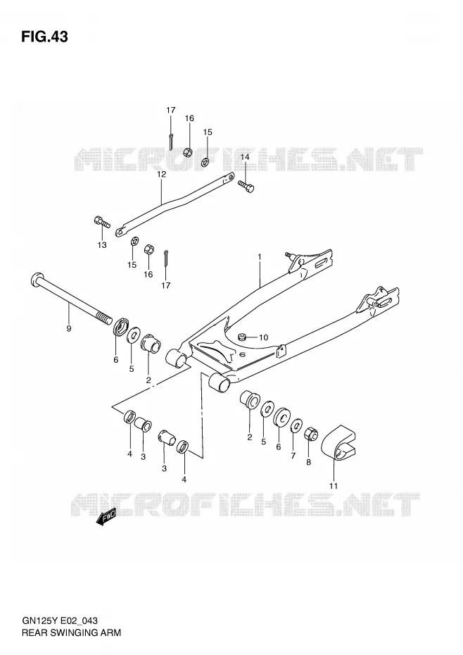 BRAS OSCILLANT ARRIERE Suzuki MOTO 125 GN 1999  GN125X(E4)