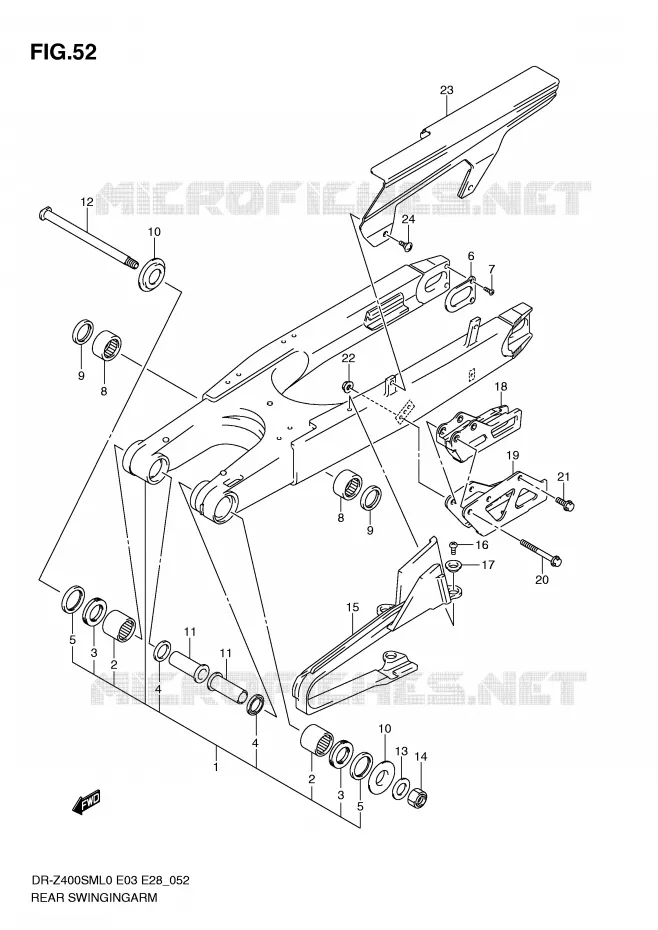 BRAS OSCILLANT ARRIERE Suzuki MOTO 400 DR-Z 2010  DR-Z400SML0(E3/E28)