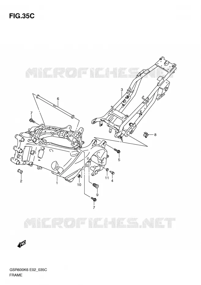 CADRE (MODEL L0) Suzuki MOTO 600 GSR 2008  GSR600UK8(E2)