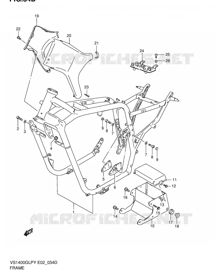 CADRE (MODELE K2/K3) Suzuki MOTO 1400 INTRUDER 1996  VS1400GLPT(E2)