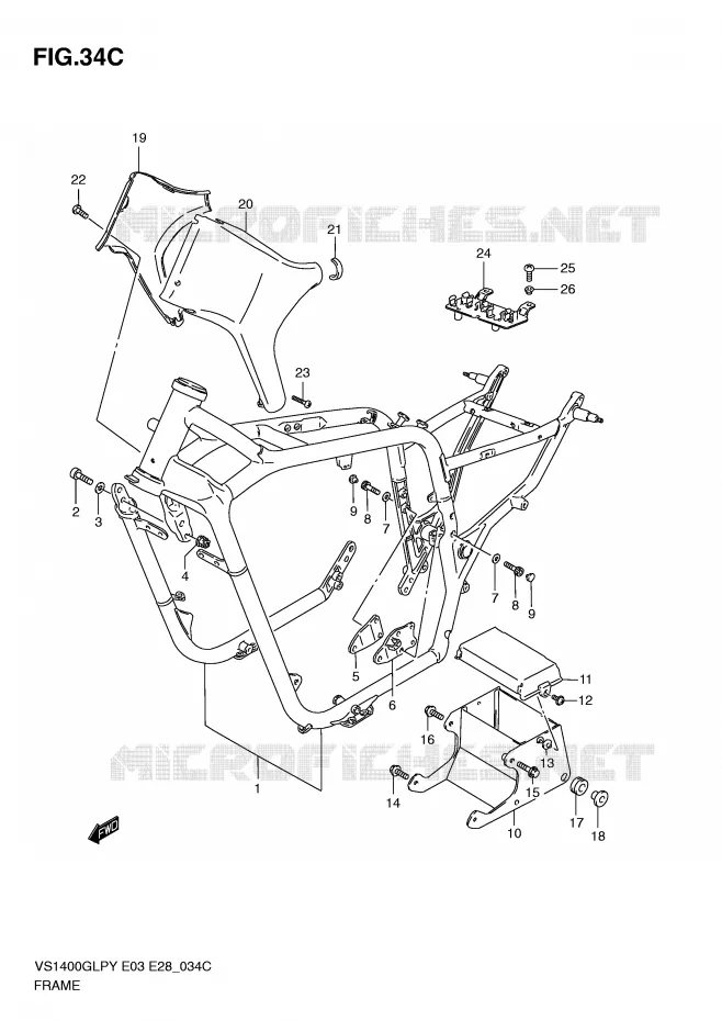 CADRE (MODELE Y/K1) Suzuki MOTO 1400 INTRUDER 2000  VS1400GLPY(E3/E28)
