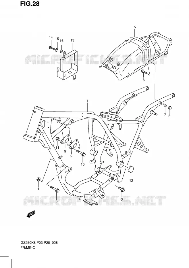 CADRE Suzuki MOTO 250 MARAUDER 2010  GZ250L0(P3)
