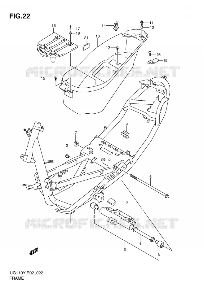CADRE Suzuki SCOOTER 110 UG 2001  UG110K1(E2)
