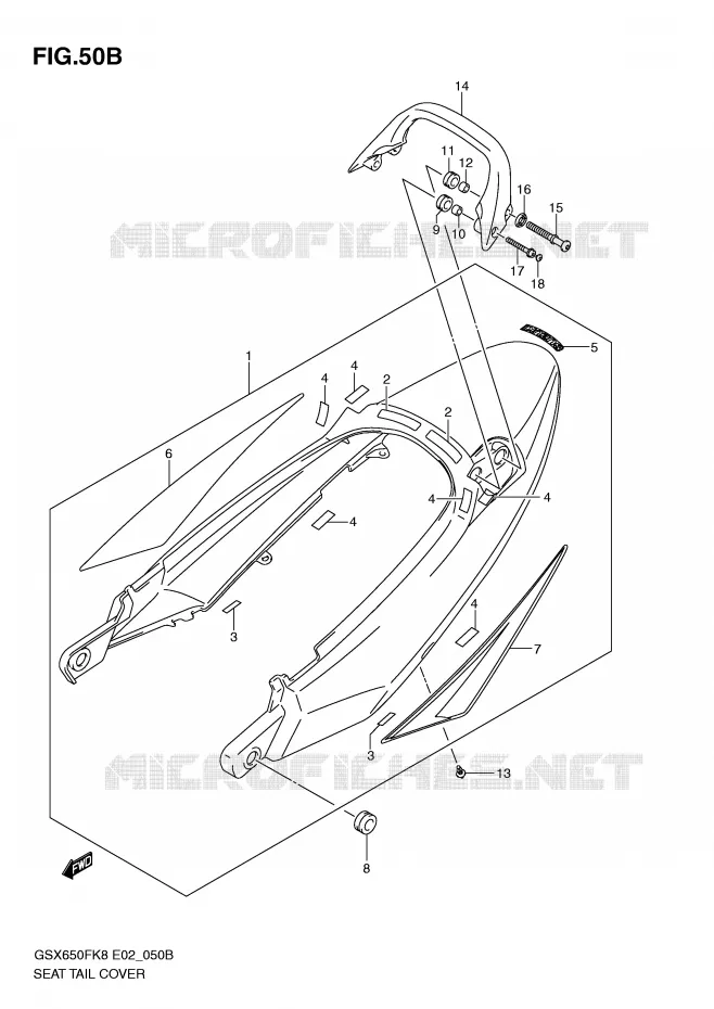 CARENAGE ARRIERE - CAPOT DE SELLE (MODEL L0) Suzuki MOTO 650 GSX-F 2009  GSX650FUAK9(E2)