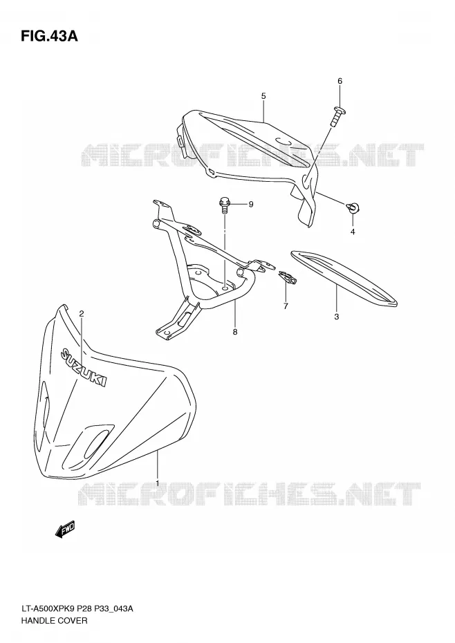 CARENAGE DE GUIDON (MODEL L0) Suzuki QUAD 500 VINSON 2009  LT-A500XPZK9(P28/P33)