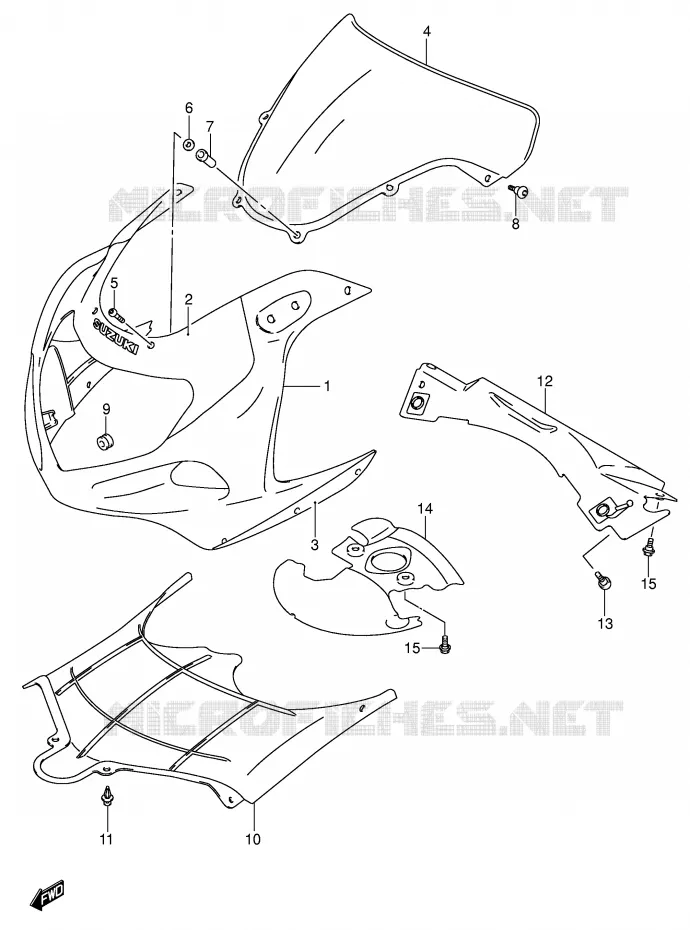 CARENAGES - ETIQUETTES (MODELE K2) Suzuki MOTO 750 GSX-R 2001  GSX-R750U2K1(E2)