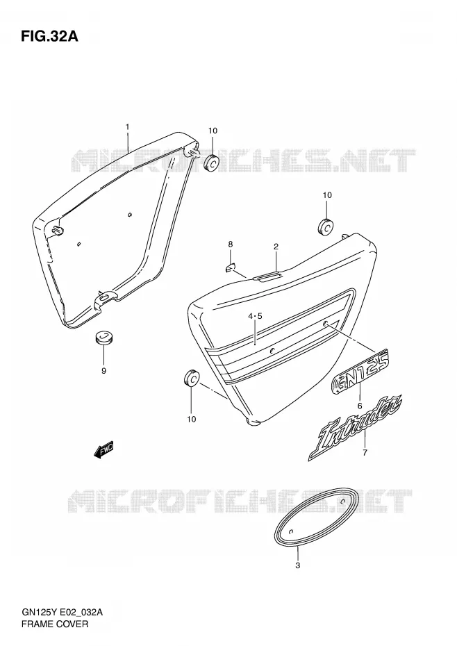CARENAGES ARRIERE  (MODELE X/Y) Suzuki MOTO 125 GN 1997  GN125UV(E2)