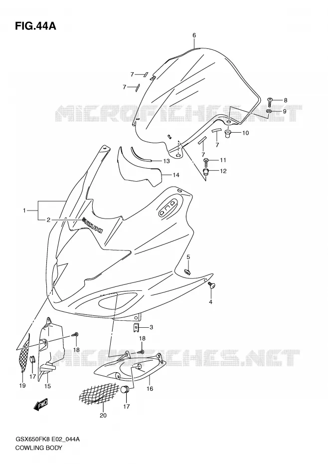 CARENAGES (MODEL L0) Suzuki MOTO 650 GSX-F 2010  GSX650FUL0(E2)