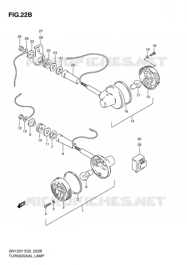 CLIGNOTANTS (MODELE V/W/X/Y/K1 E1,E30) Suzuki MOTO 125 GN 1998  GN125W(E4)