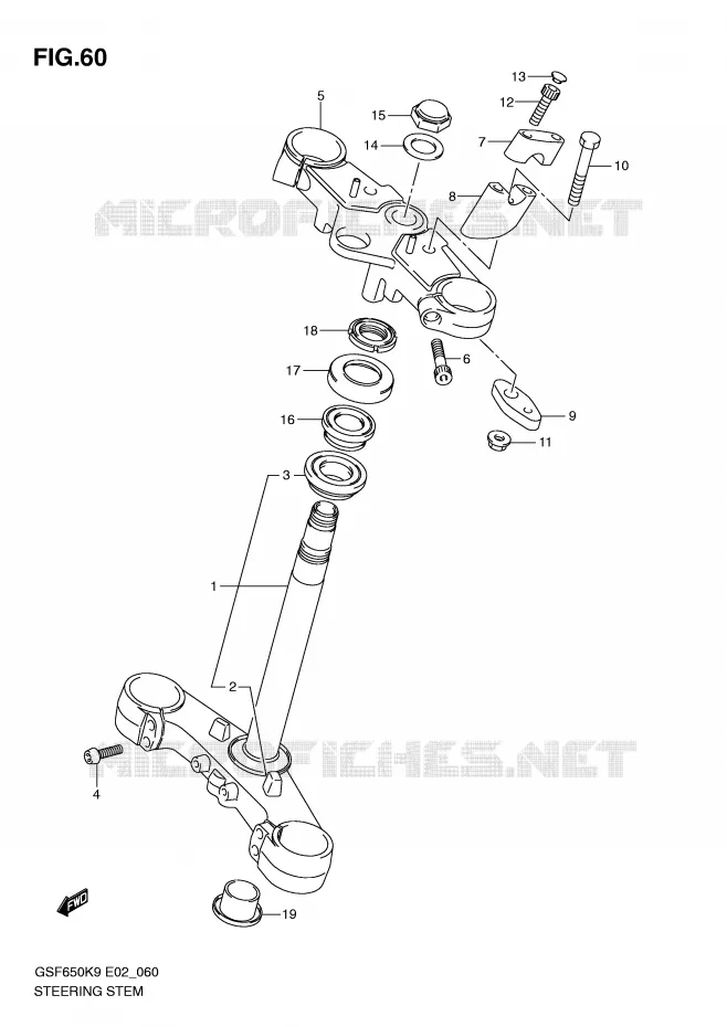 COLONNE DE DIRECTION Suzuki MOTO 650 BANDIT 2009  GSF650SAK9(E2)