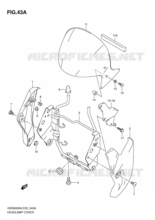 COUVERCLE DE PHARE (MODEL K8) Suzuki MOTO 600 GSR 2010  GSR600UAL0(E2)