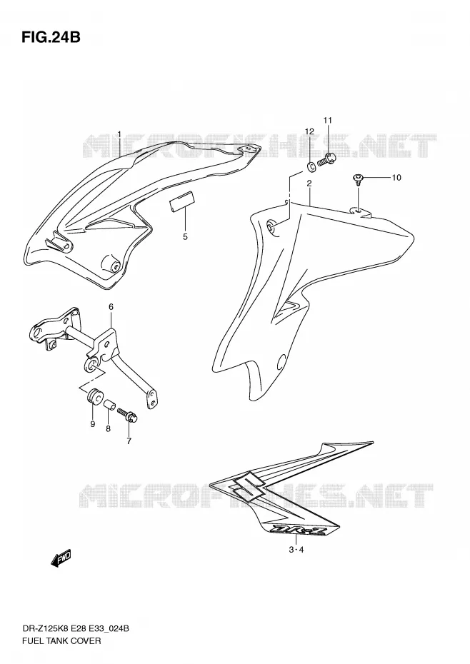 COUVRE RESERVOIR (MODEL L0) Suzuki MOTO 125 DR-Z 2012  DR-Z125LL0(E28/E33)