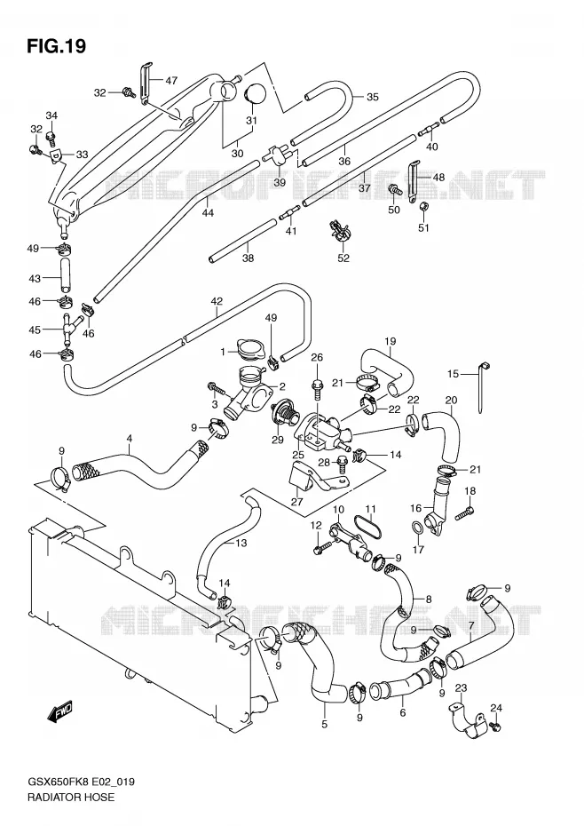 DURITE DE RADIATEUR Suzuki MOTO 650 GSX-F 2010  GSX650FAL0(E2)
