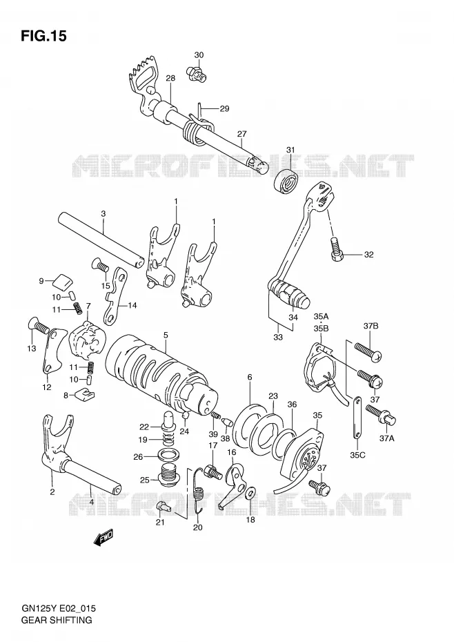 ENSEMBLE DE SELECTION DE VITESSES Suzuki MOTO 125 GN 1999  GN125UX(E2)