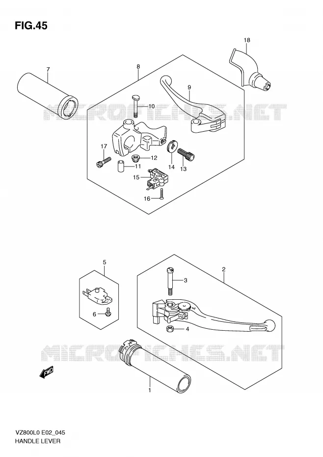 ENSEMBLE LEVIERS - POIGNEES Suzuki MOTO 800 MARAUDER 2010  VZ800L0(E2)