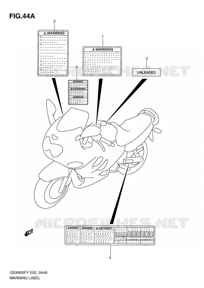 ETIQUETTE D'AVERTISSEMENT (MODELE Y) Suzuki MOTO 600 GSX-F 2000  GSX600FY(E2)