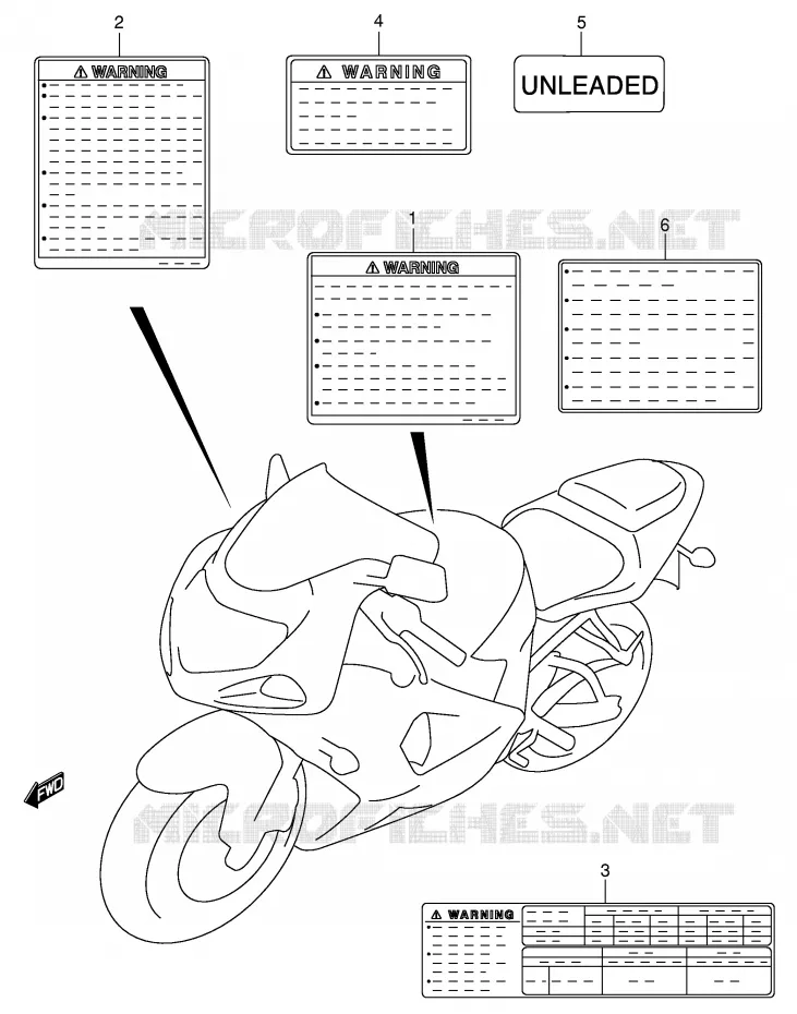 ETIQUETTE (MODELE K2/K3) Suzuki MOTO 750 GSX-R 2001  GSX-R750U2K1(E2)