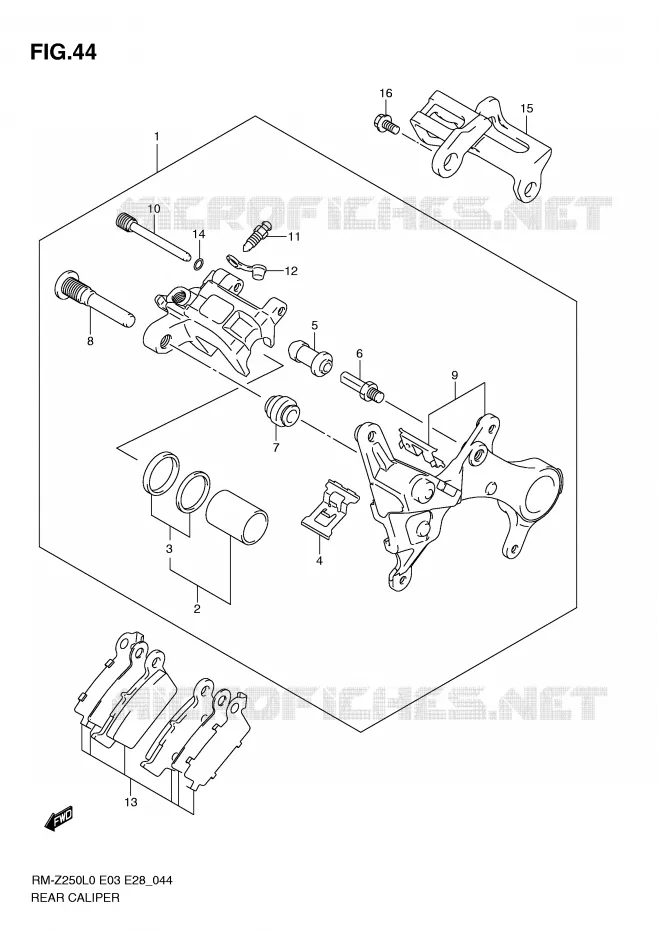 ETRIER DE FREIN ARRIERE Suzuki MOTO 250 RM-Z 2010  RM-Z250L0(E3/E28)
