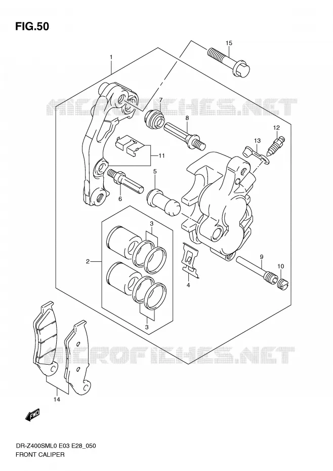 ETRIER DE FREIN AVANT Suzuki MOTO 400 DR-Z 2010  DR-Z400SML0(E3/E28)