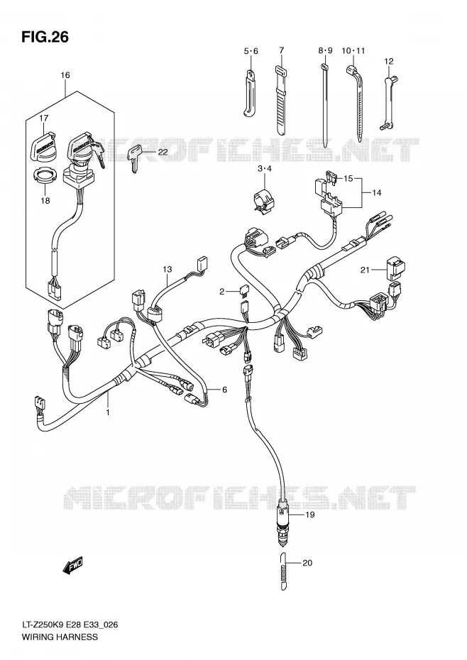 FAISCEAU ELECTRIQUE Suzuki QUAD 250 QUADSPORT 2009  LT-Z250K9(E28/E33)