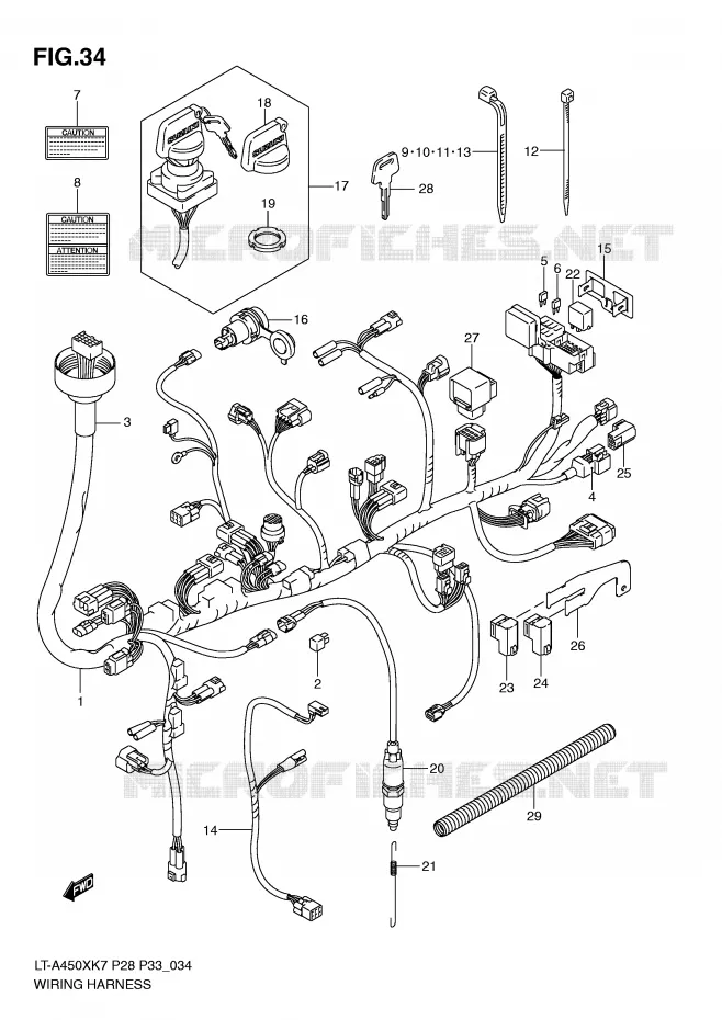 FAISCEAU ELECTRIQUE Suzuki QUAD 450 KINGQUAD 2008  LT-A450XZK8(P28/P33)