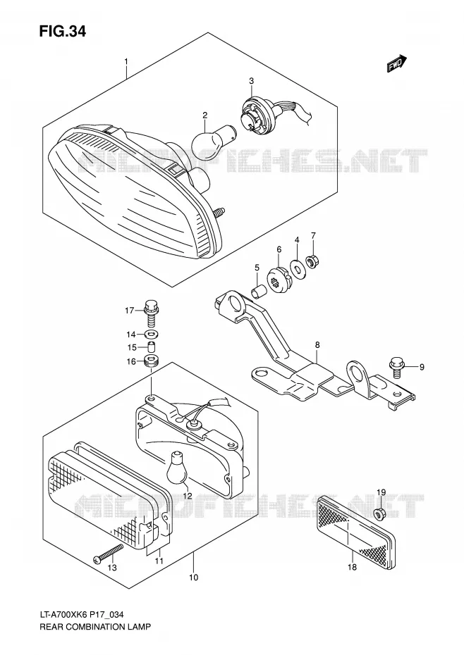 FEU ARRIERE (P17) Suzuki QUAD 700 KINGQUAD 2006  LT-A700XK6(P17)
