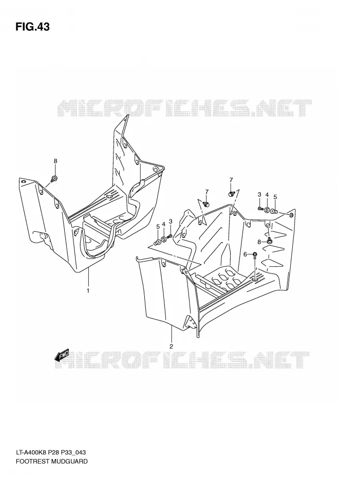 GARDE BOUE - REPOSE PIEDS Suzuki QUAD 400 EIGER 2009  LT-A400K9(P28/P33)