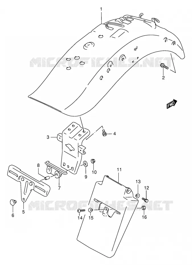 GARDE BOUE ARRIERE (MODELE T) Suzuki MOTO 1400 INTRUDER 1998  VS1400GLPW(E2)