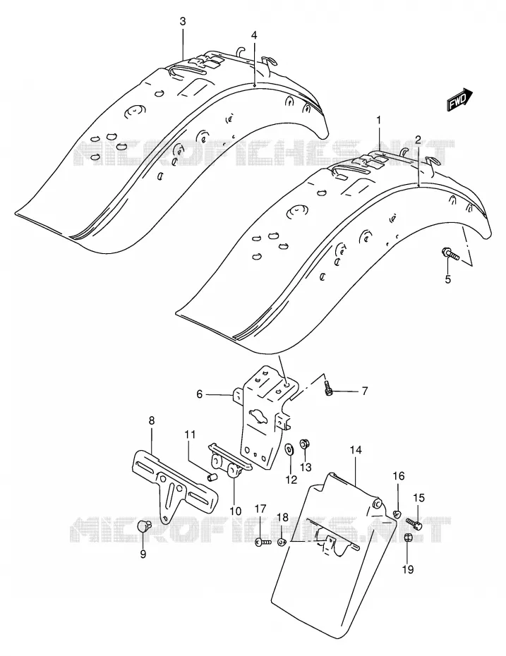GARDE BOUE ARRIERE (MODELE V/W) Suzuki MOTO 1400 INTRUDER 2000  VS1400GLPY(E2)