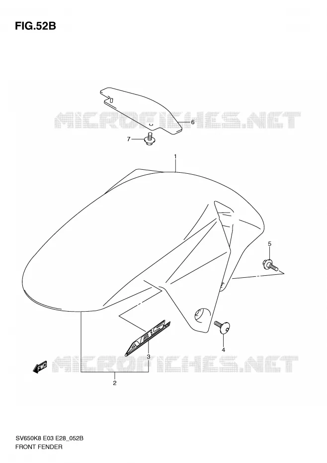 GARDE BOUE AVANT (MODEL L0) Suzuki MOTO 650 SV-S 2009  SV650SK9(E3/E28)