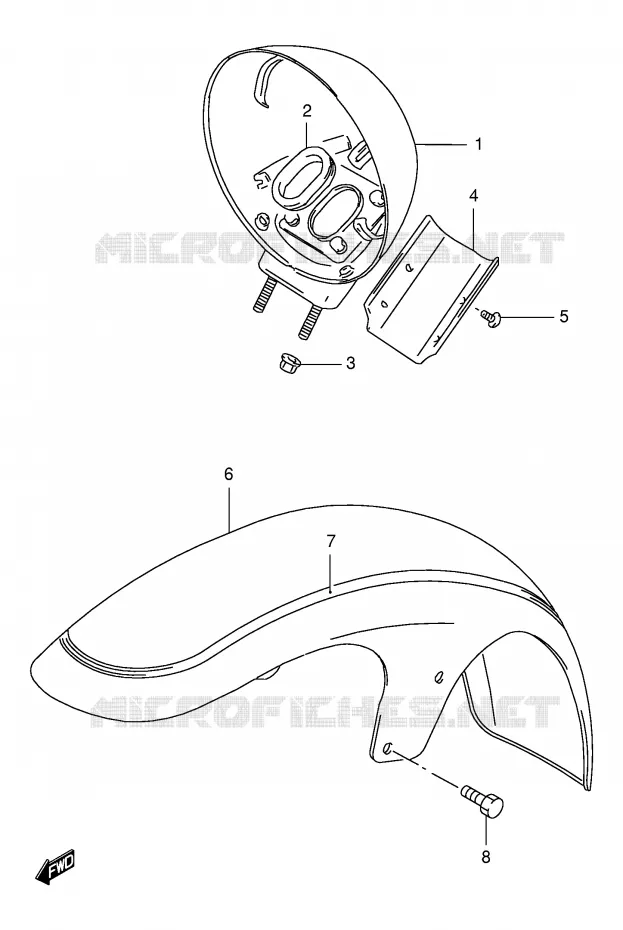 GARDE BOUE AVANT (MODELE Y/K1/K2) Suzuki MOTO 1400 INTRUDER 2000  VS1400GLPY(E2)