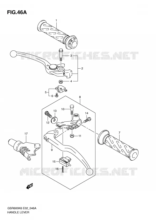LEVIERS - POIGNEES (MODEL L0) Suzuki MOTO 600 GSR 2007  GSR600UAK7(E2)